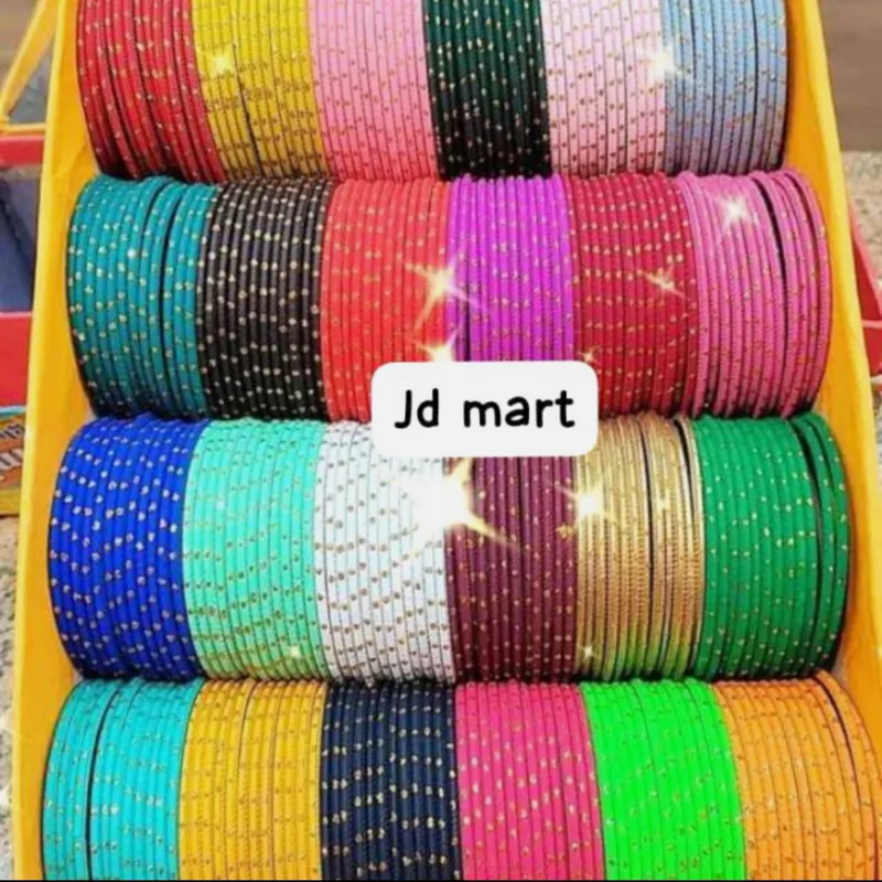 Waterproof Metal Bangles Set - 1 Dozen Vibrant Daily Wear Bangles - Set 7