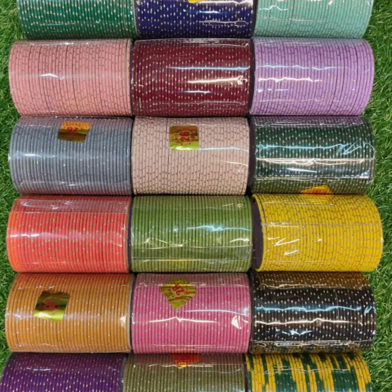 Waterproof Metal Bangles Set - 1 Dozen Vibrant Daily Wear Bangles - Set 11