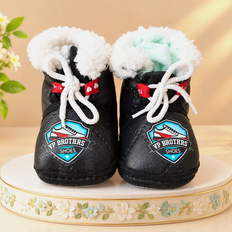 Warm Winter Soft Fleece Booties for Kids - Brown - Set 2