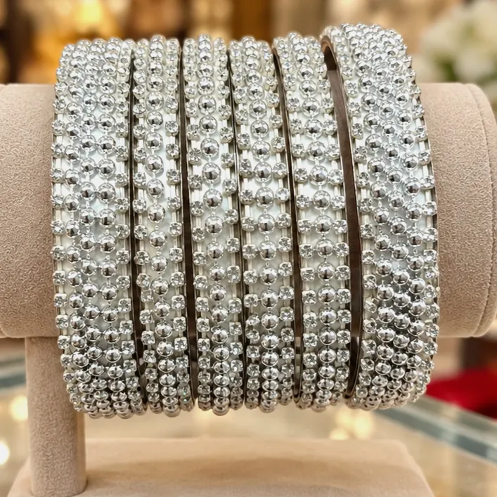 Pearl Chain Set 26 22 Metal Bangles - Set 2