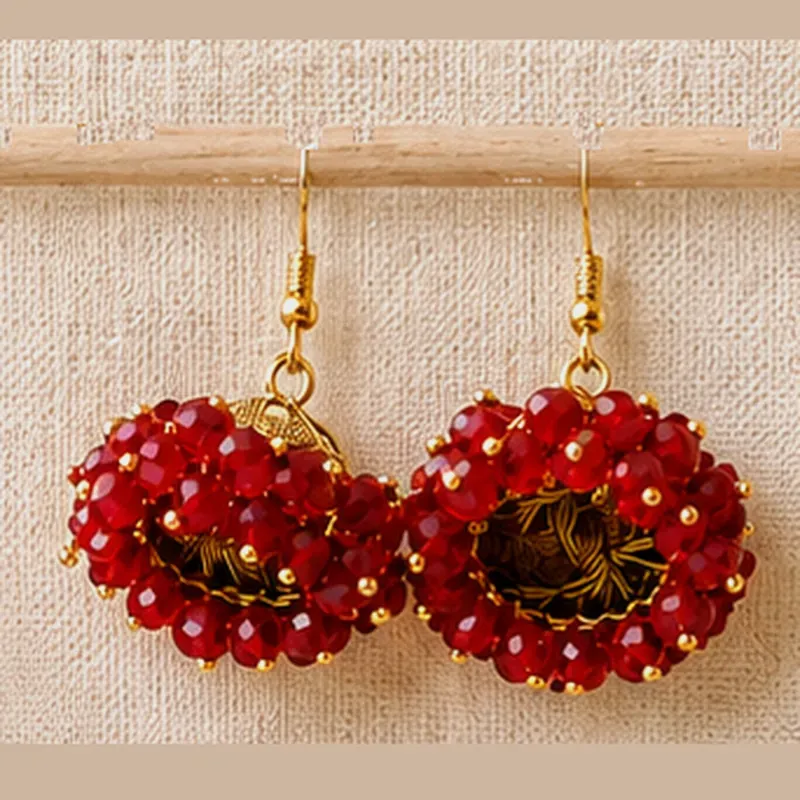 Trendy Floral & Beaded Drop Earrings - Single Pair Deal
