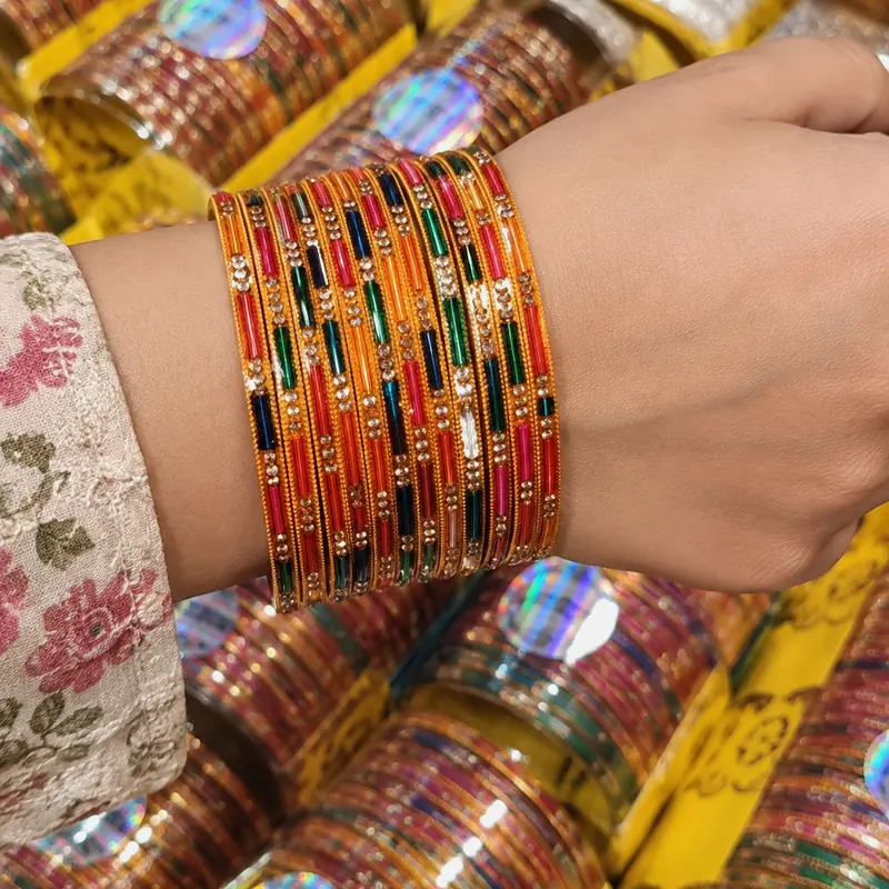 New Waterproof Metal 12 Bangles Set - Vibrant Multicolor - Set 1