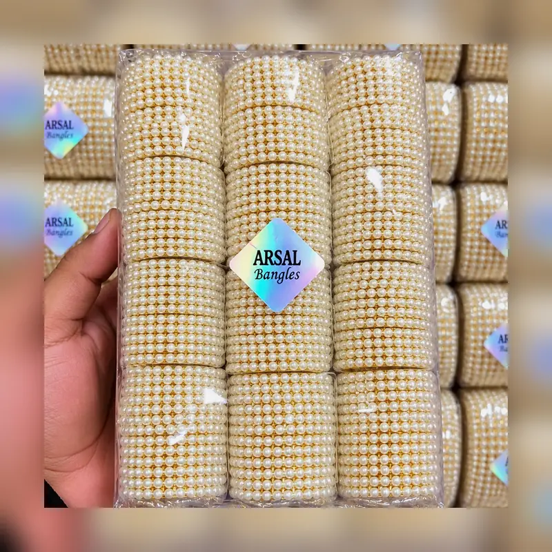 Kids Pearl Metal Bangles Wholesale Pack - Mix Sizes - Set 1