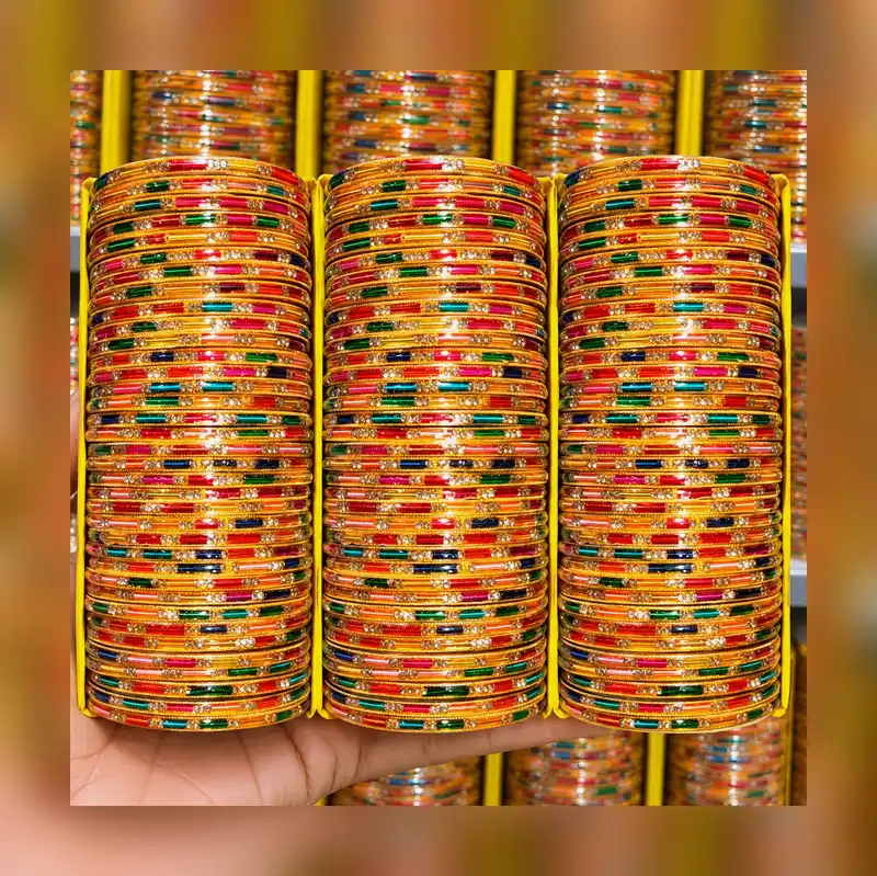 Fancy Multicolor Wavy Bangles — 3 Packs (9 Dozen Total) — Mix Sizes — Wholesale — Set 7
