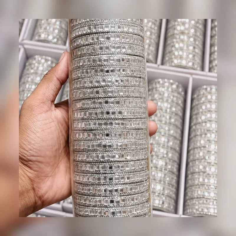 Golden Mirror Work Kangan 24 Piece Wholesale Pack - Set 2