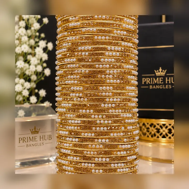 Golden Metal Bangles Pack - 3 Dozen Wholesale Set - Set 6