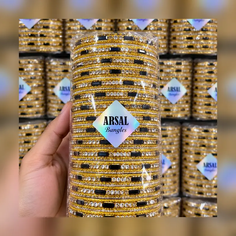 Golden Metal Bangles Pack - 3 Dozen Wholesale Set - Set 7